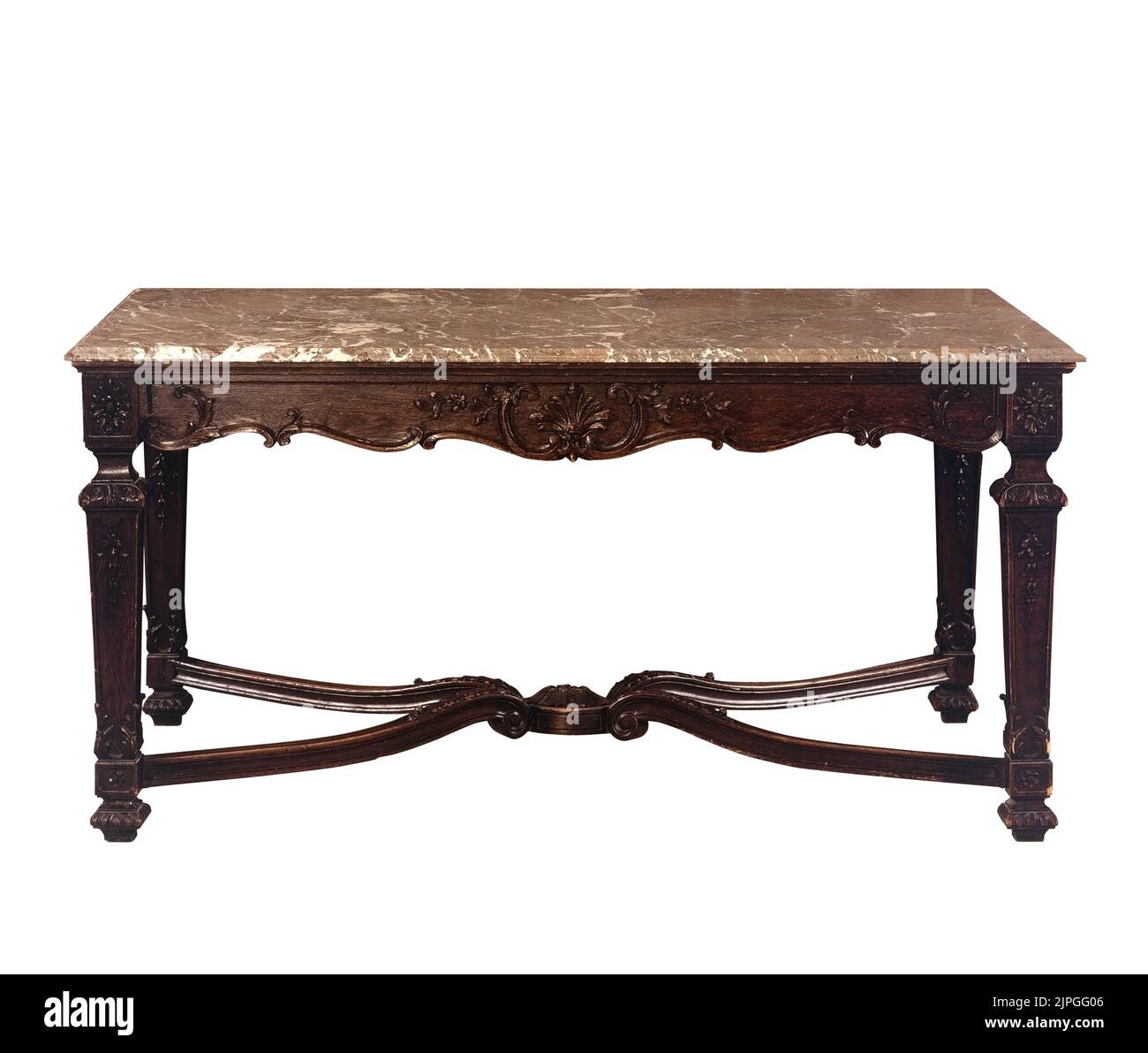 Tisch in antikem Stil, isoliert auf Weiß mit Beschneidungspfad Stockfoto