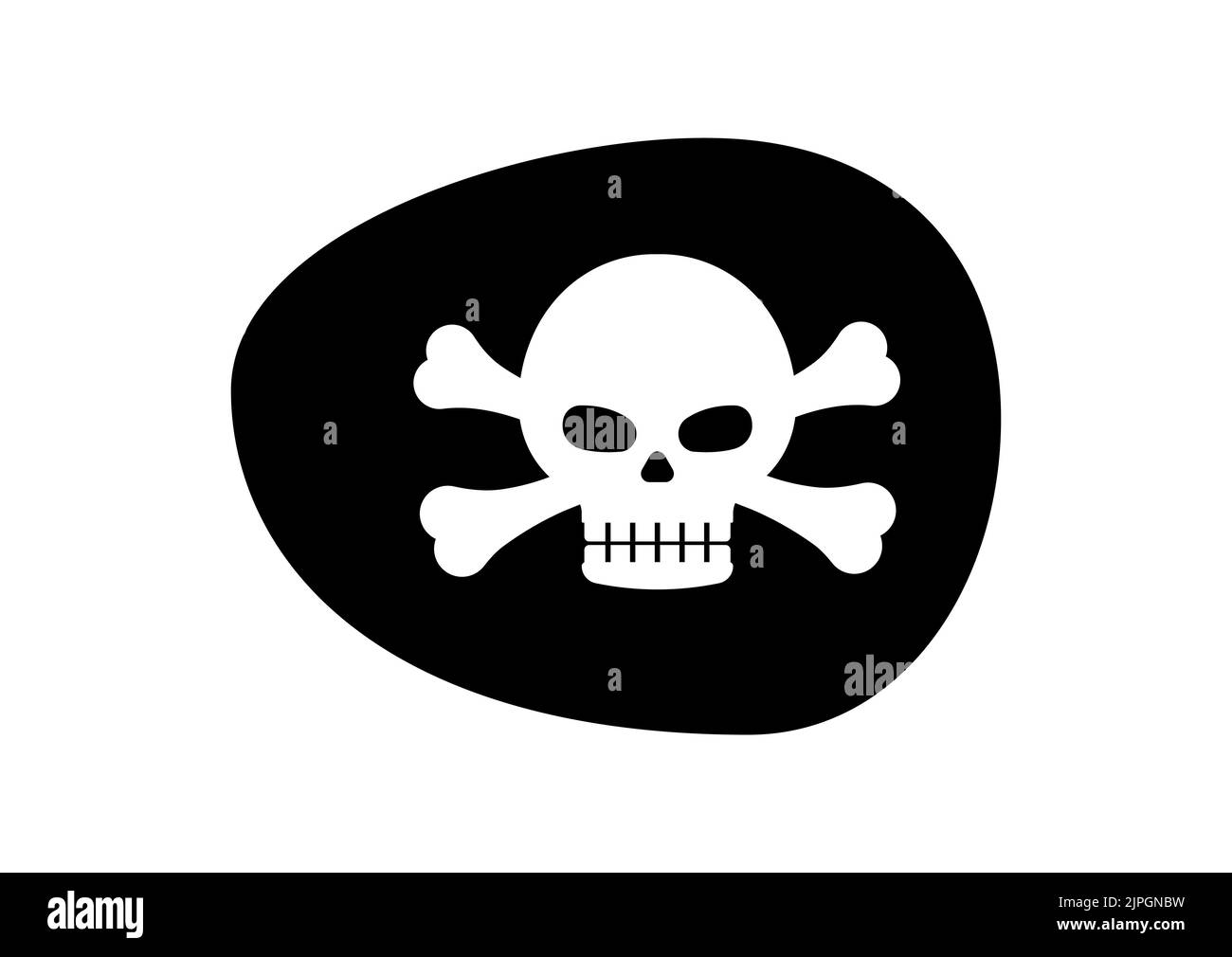 Pirate Eye Patch mit Totenkopf und Kreuzknochen Vektorgrafik. Stock Vektor