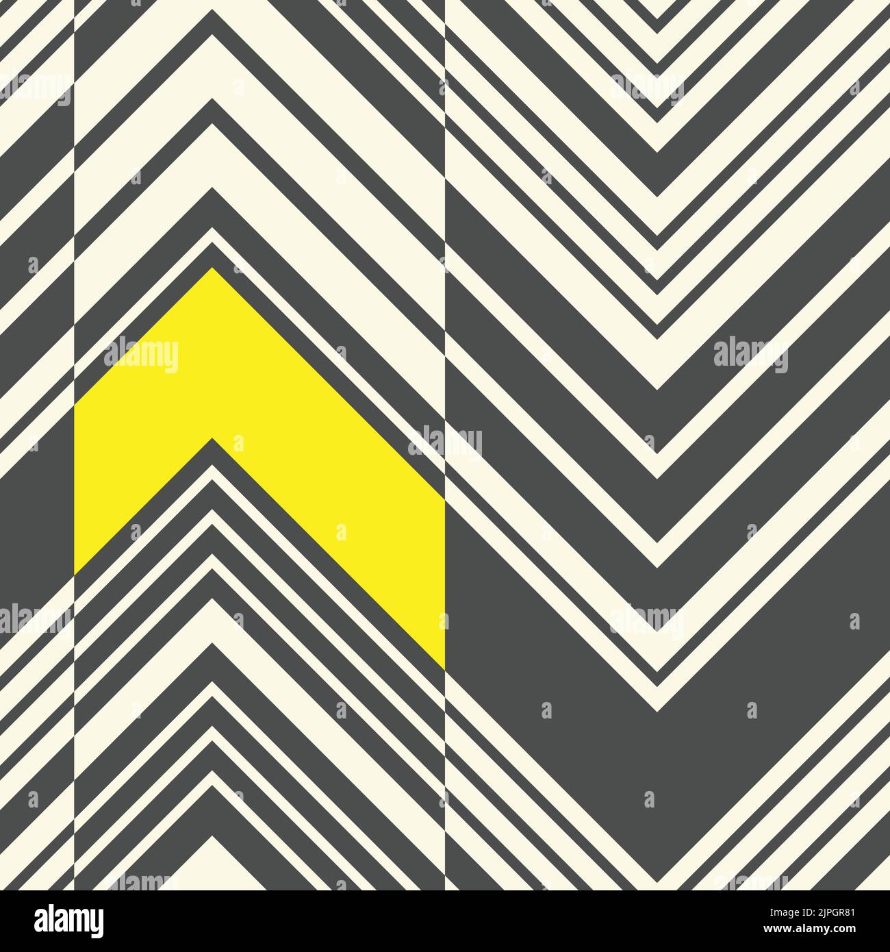 Nahtloses Zick-Zack-Muster. Abstrakter Hintergrund mit schwarzen und gelben Streifen. Vektor Zigzag Regelmäßige Textur.Abstraktes Modernes Stoffdesign. Stock Vektor