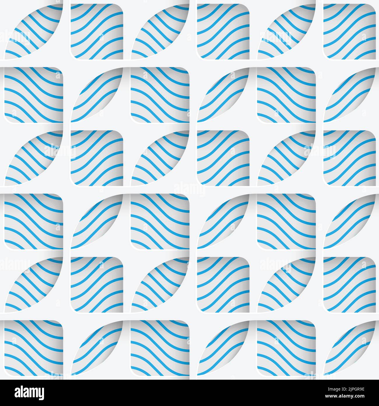 Nahtloses, Elegantes Muster. Abstrakter dreidimensionaler Hintergrund. Moderne Textiltapete. Weißes und blaues Kunstdesign Stock Vektor