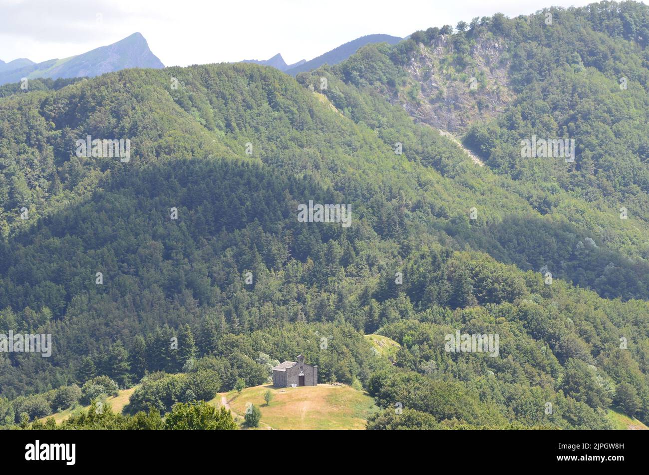 Parco Nazionale dell'Appennino Tosco-Emiliano, ein üppig bewaldeter und bergiger Nationalpark in Norditalien Stockfoto