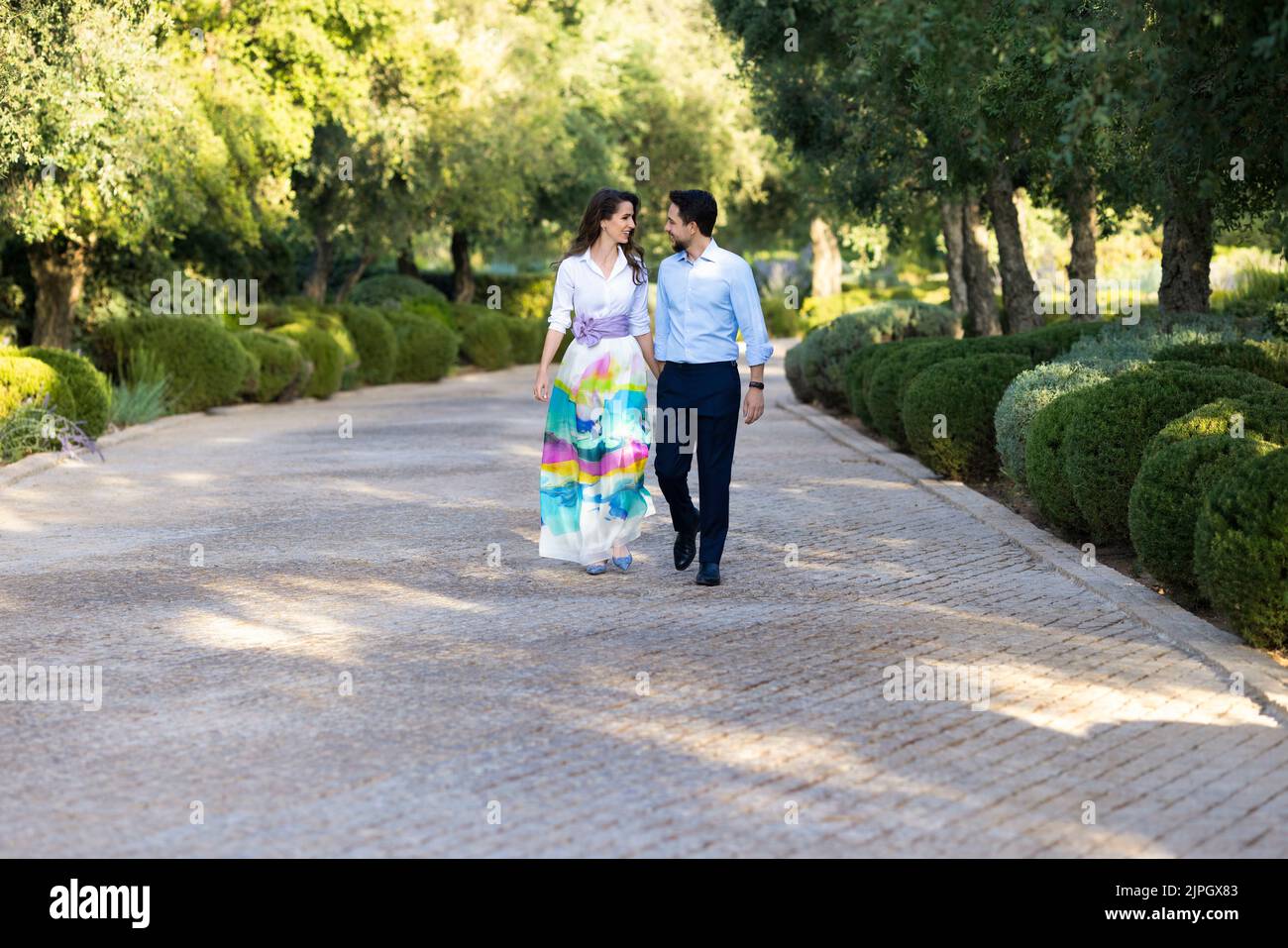 Amman, Jordanien. 17. August 2022. Kronprinz Al Hussein von Jordanien und Frau Rajwa Al Saif in Amman, am 17. August 2022 Quelle: Royal Hashemite Court/Albert Nieboer/Netherlands OUT/Point de Vue OUT/dpa/Alamy Live News Stockfoto