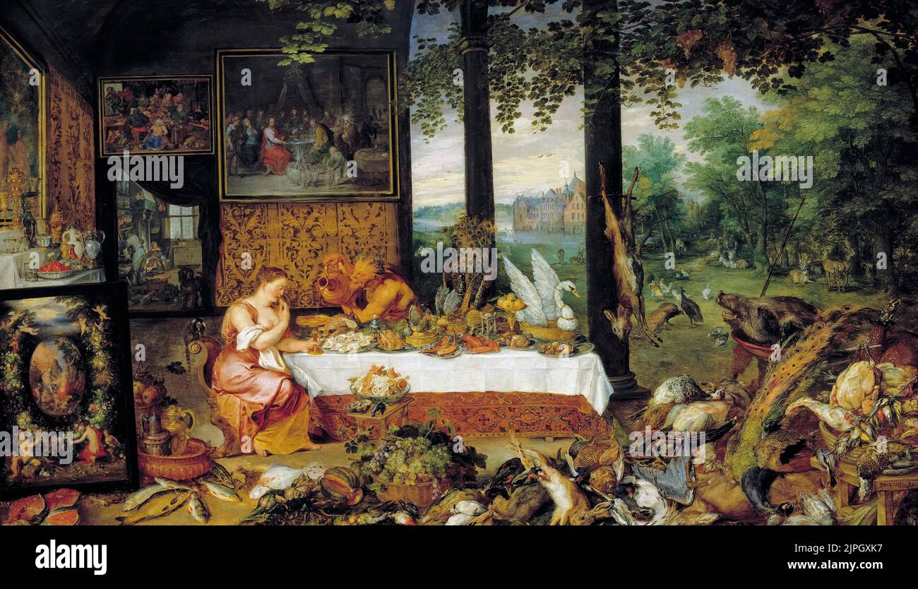 Allegorie des Geschmackssinns, Ölgemälde auf Tafel von Peter Paul Rubens, 1617-1618 Stockfoto