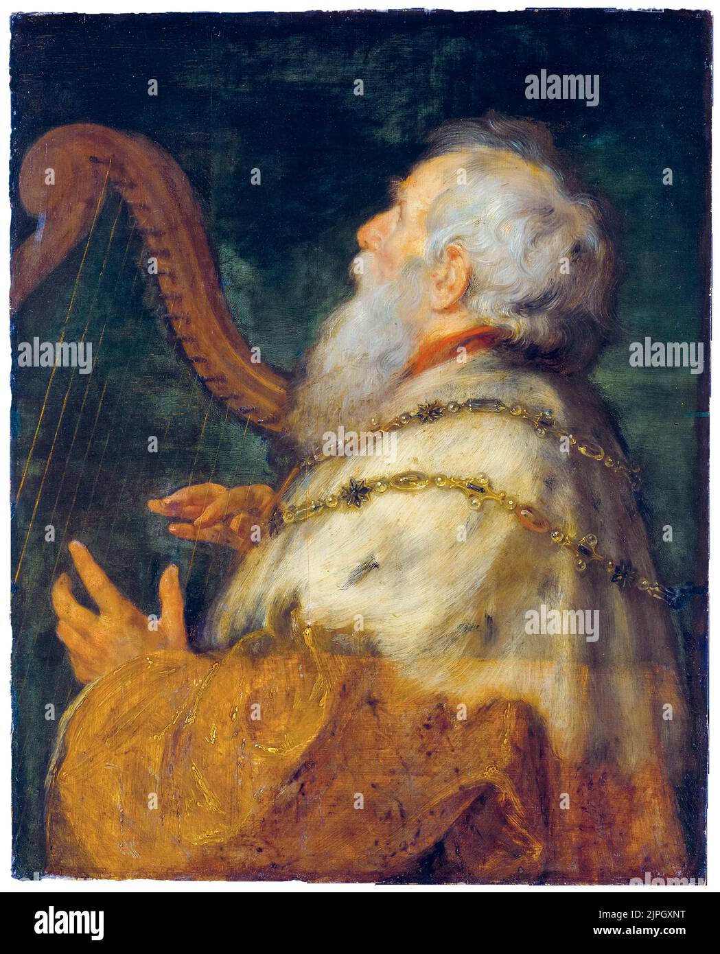 Peter Paul Rubens, König David spielt Harfe, Ölgemälde auf Tafel, um 1616 Stockfoto