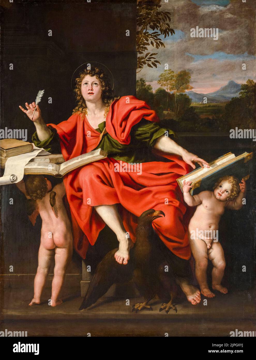Domenico Zampieri genannt Domenichino, St. Johannes der Evangelist, Gemälde in Öl auf Leinwand, 1624-1629 Stockfoto