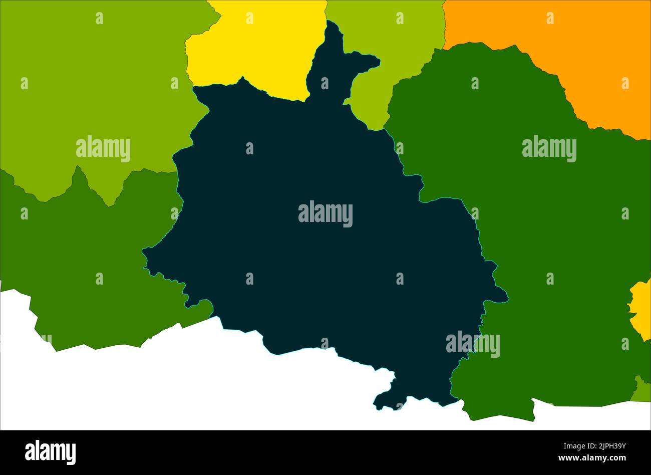 Chhukha Staat Bhutan detaillierte Vektor-Karte Illustration auf weißem Hintergrund , Bhutan Staatsgrenze in der Nähe von china Stock Vektor