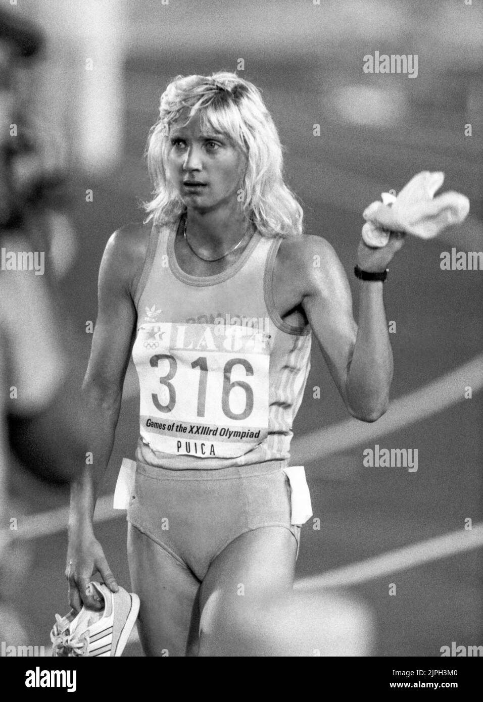 OLYMPISCHE SOMMERSPIELE IN LOS ANGELES 1984MARICICA PUICA Romania 3000 m Goldmedaillengewinnerin Stockfoto