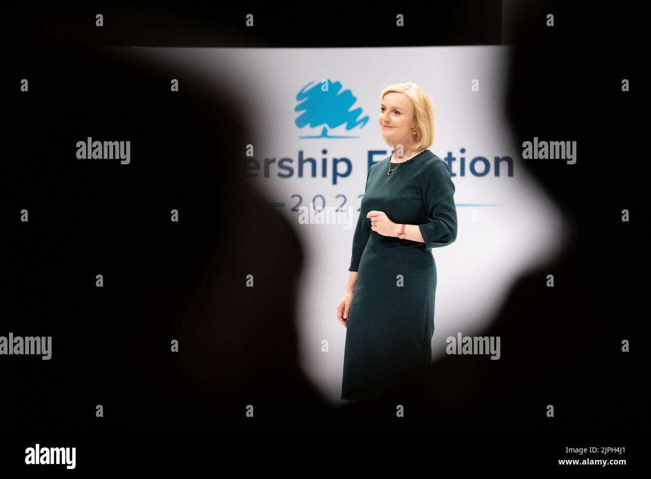 Liz Truss 2022 - Liz Truss bei den konservativen Führungswahlen in Perth, Schottland, Großbritannien - 16. August 2022 Stockfoto