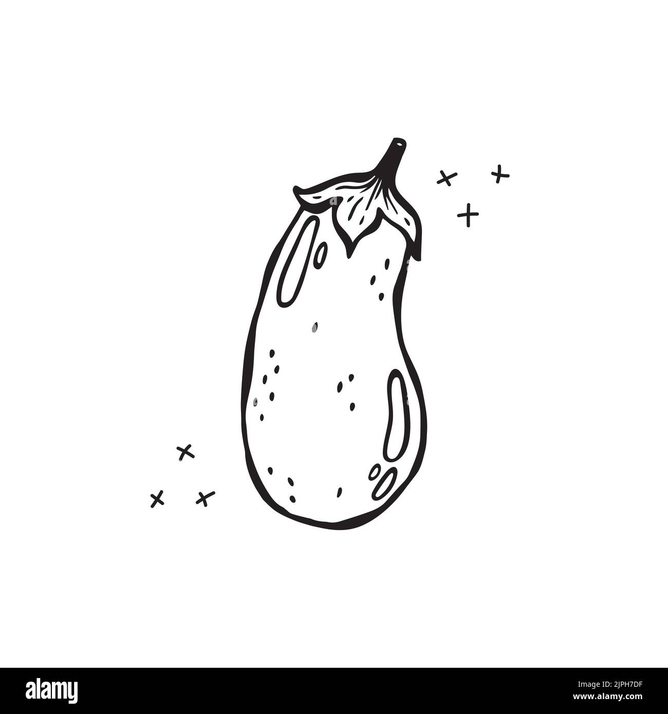 Vektor Handgezeichnete Illustration eines Produkts für die italienische Küche. Aubergine Stock Vektor