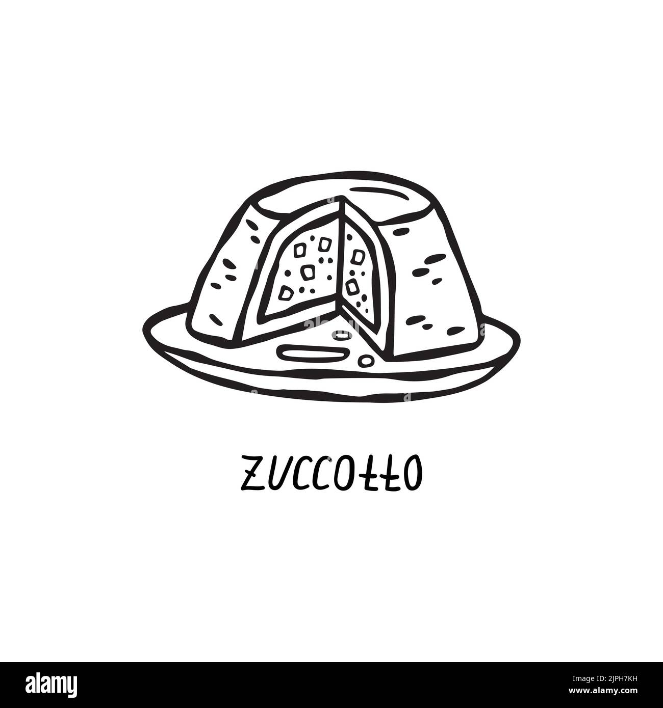 Vektor Handgezeichnete Illustration der italienischen Küche. Zuccotto Stock Vektor
