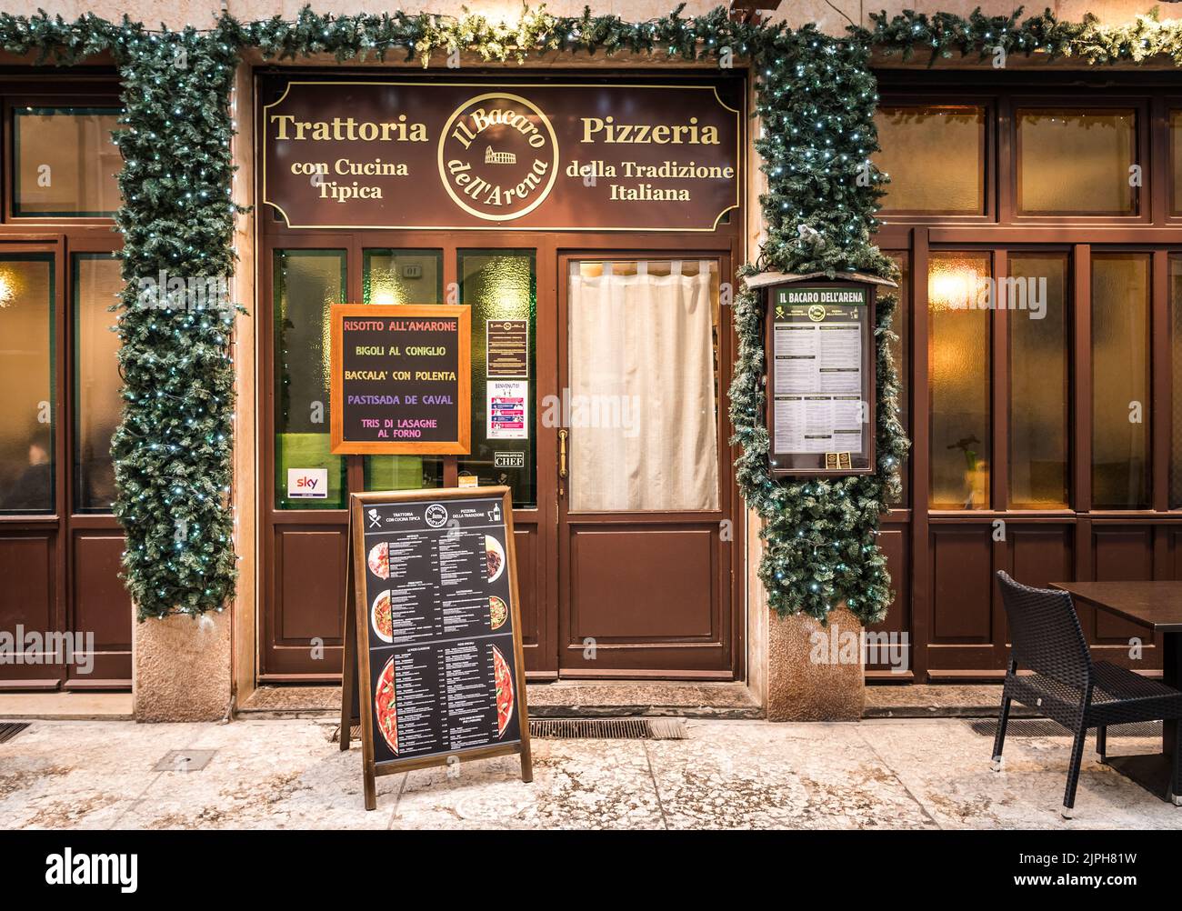 Traditionelles Restaurant in Verona, 'Bacaro dell'Arena', ganz in der Nähe der Arena - Verona Stadt, Venetien Region, Norditalien Stockfoto