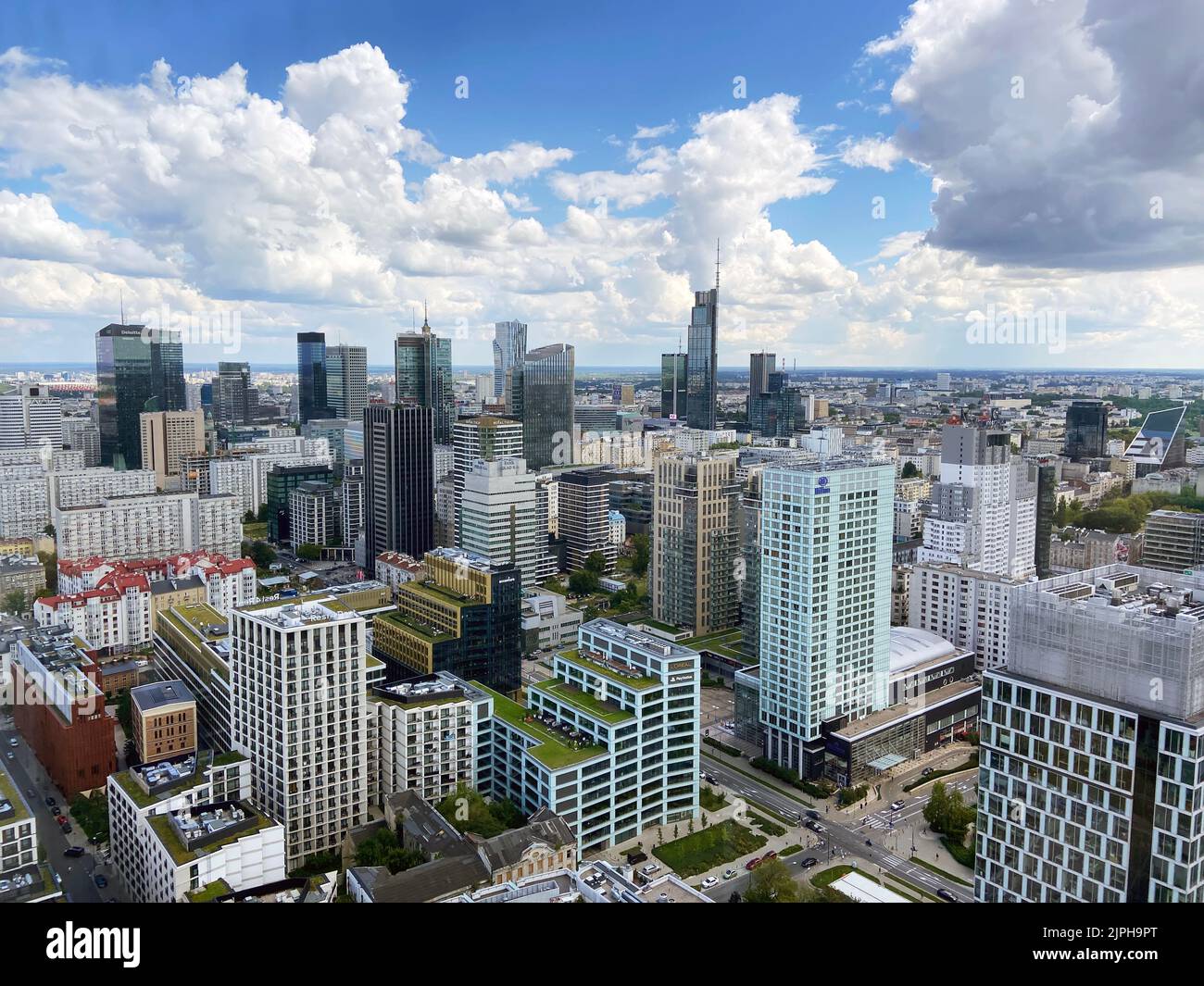 Business Center von Warschau von oben Stockfoto