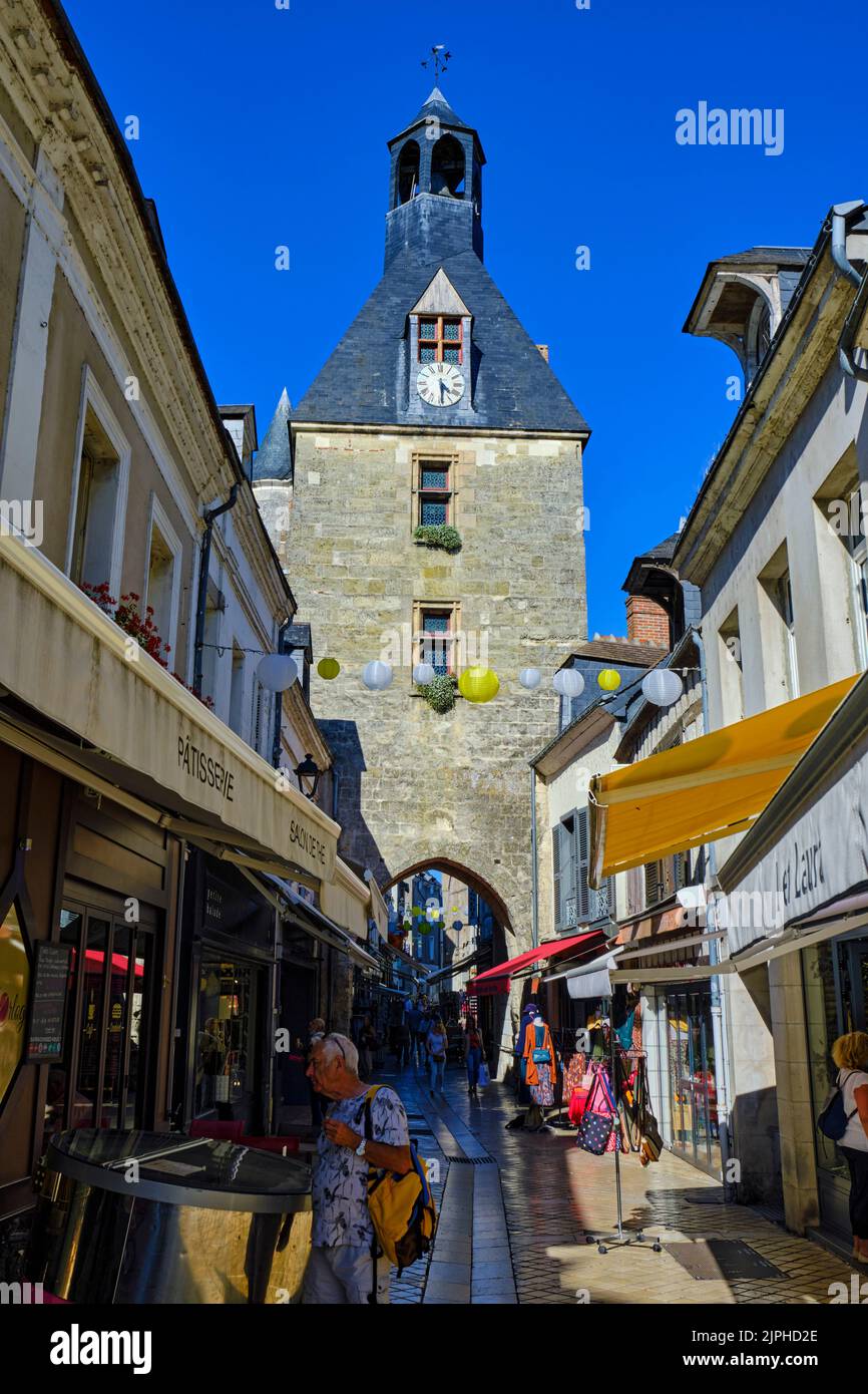 Frankreich, Indre-et-Loire (37), Amboise, Loire-Tal, UNESCO-Weltkulturerbe, Schlösser im Loire-Tal, Amboise-Stadt, Uhrenturm Stockfoto