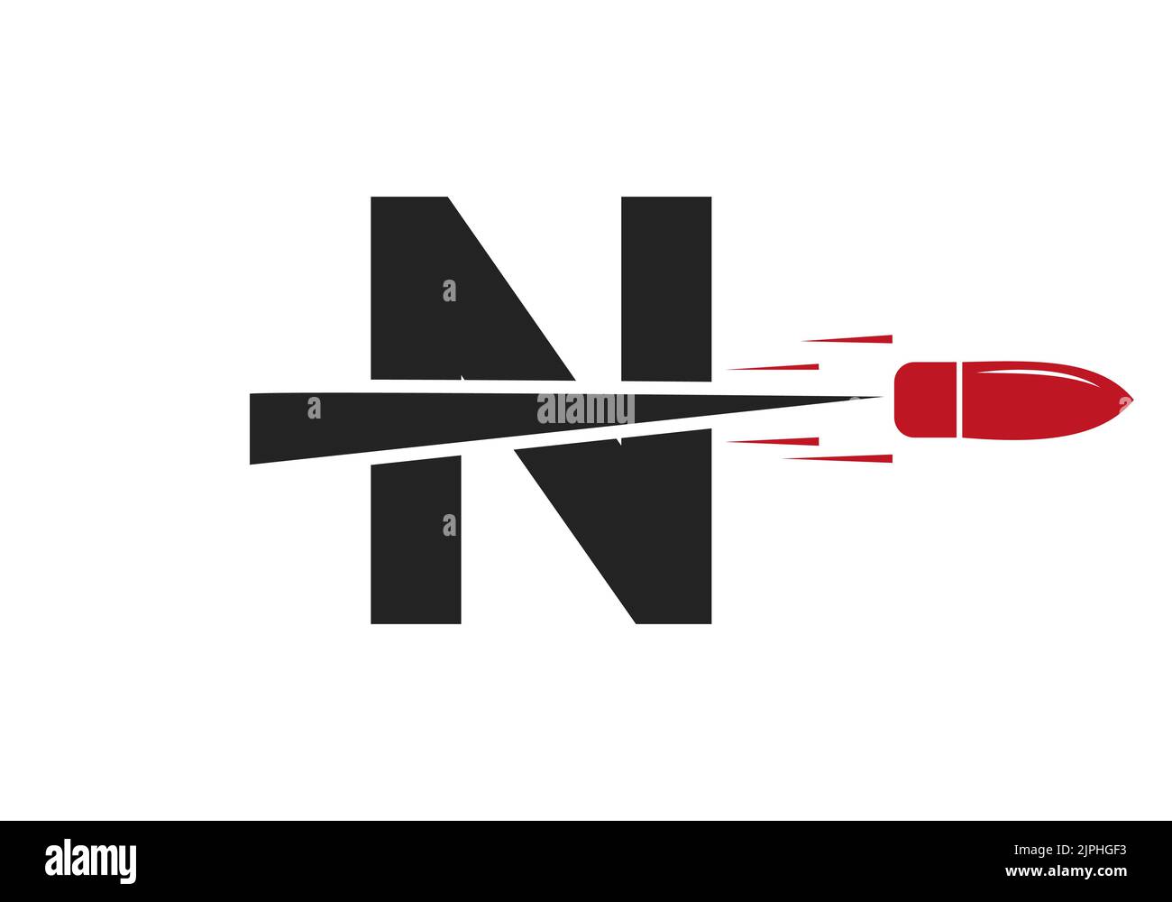 Letter N Shot Bullet Logo Vektor Template Konzept für Verteidigung Logo Stock Vektor