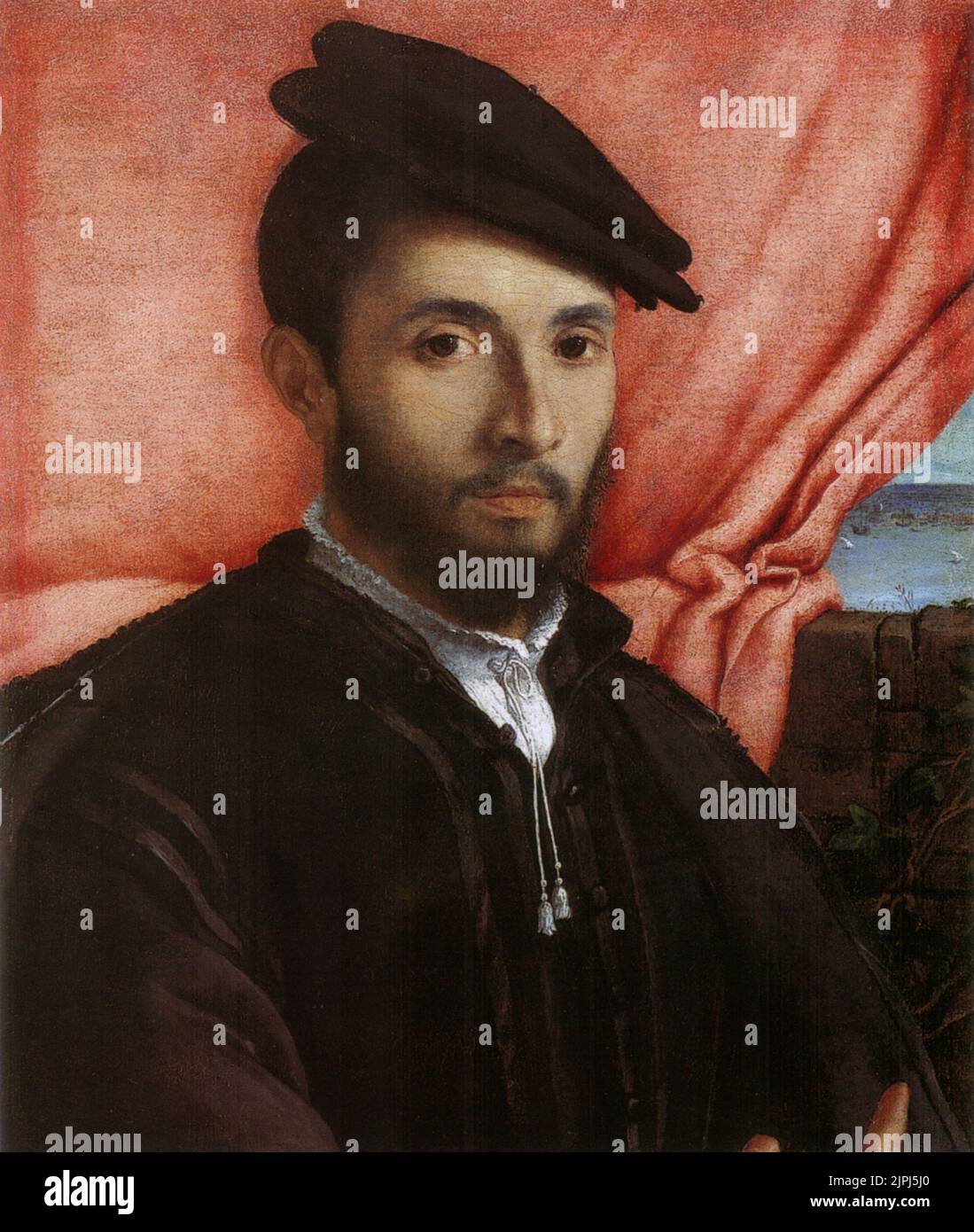 Porträt eines jungen Mannes (1526) Gemälde von Lorenzo Lotto Stockfoto