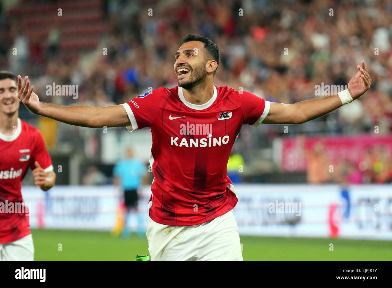 ALKMAAR - (lr) während des Play-off-Spiels der UEFA Conference League zwischen AZ Alkmaar und dem FC Gil Vicente im AFAS-Stadion am 18. August 2022 in Alkmaar, Niederlande. ANP ED DER POL Stockfoto