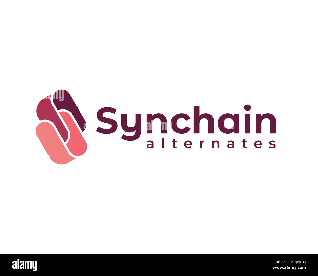 Ein Vektor eines rosa Logo Idee für Synchain wechselt Unternehmen auf dem weißen Hintergrund Stock Vektor