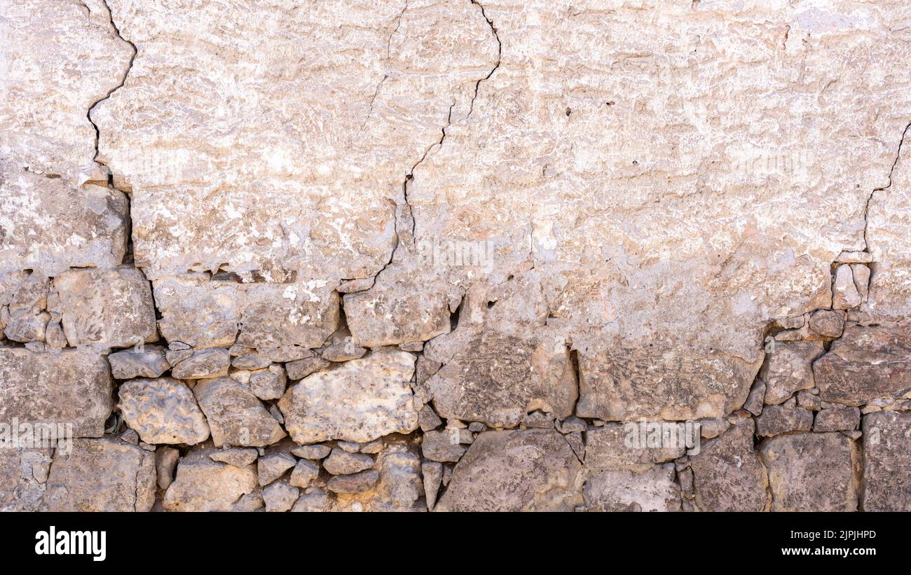 Verwittert, Sandstein, Wand, Risse, Weide, Sandsteine, Wände, Risse Stockfoto