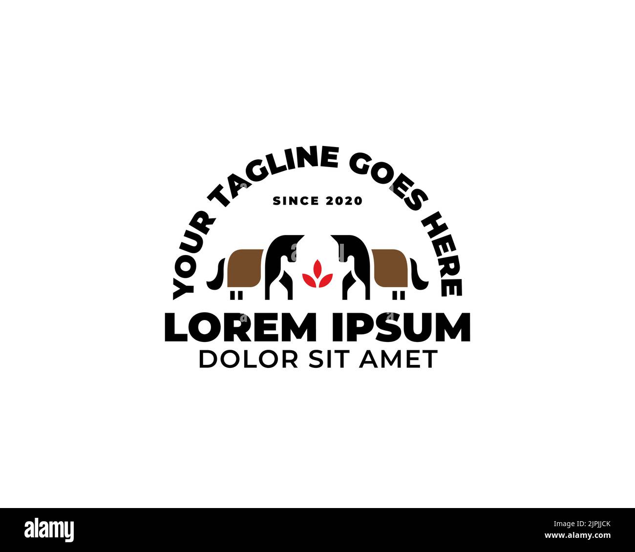 Ein kreatives Pferde-Logo mit „Lorem Ipsum“-Text auf weißem Hintergrund Stock Vektor