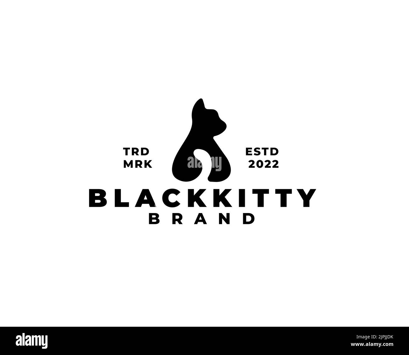 Ein kreatives Logo mit „Black Kitty Brand“-Text auf weißem Hintergrund Stock Vektor
