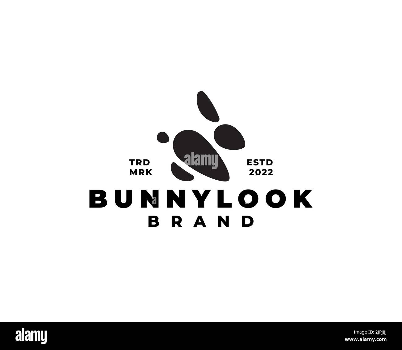 Ein kreatives Logo mit „Bunny Look Brand“-Text auf weißem Hintergrund Stock Vektor