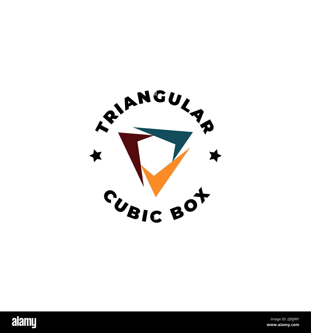Ein kreatives Logo mit „dreieckiger Cubic Box“-Text auf weißem Hintergrund Stock Vektor