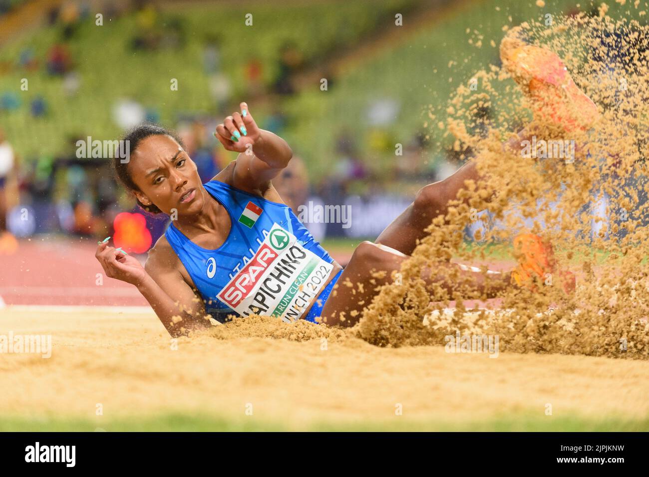 18,8.2022, München, Olympiastadion, Europameisterschaft München 2022: Leichtathletik, Larissa Iapichino (Italien) beim Weitsprung-Finale der Frauen (Sven Beyrich/SPP-JP) Quelle: SPP Sport Pressefoto. /Alamy Live News Stockfoto