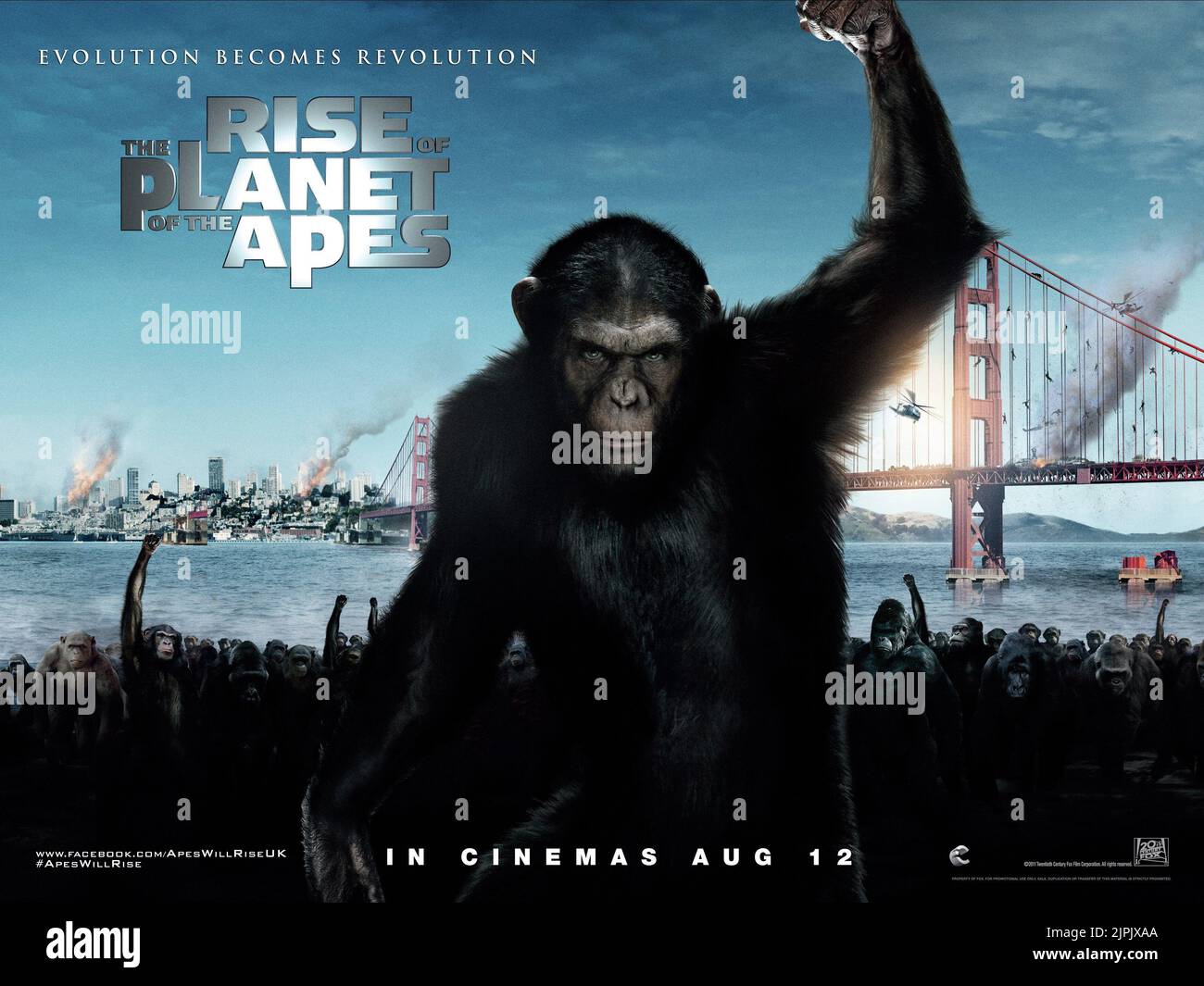 APE POSTER, Aufstieg der Planet der Affen, 2011 Stockfoto