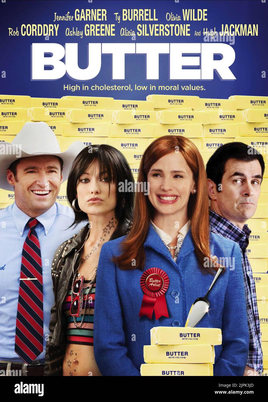 HUGH Jackman, Olivia Wilde, Jennifer Garner, TY BURRELL POSTER, BUTTER, 2011 Stockfoto