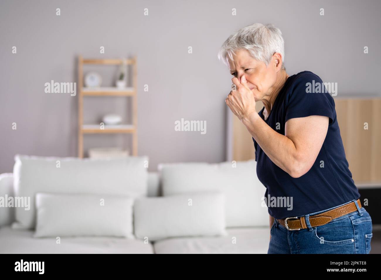 Schlechter Geruch Oder Geruch Von Der Klimaanlage Im Haus Stockfoto