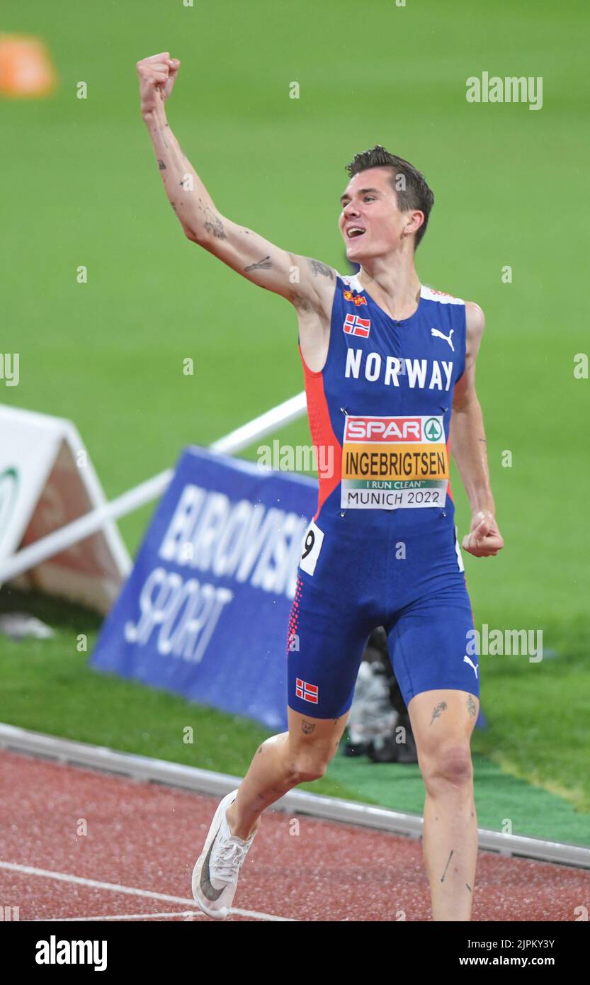 Jakob Ingebrigtsen (Norwegen). 1500 m Goldmedaille. Leichtathletik-Europameisterschaften München 2022 Stockfoto