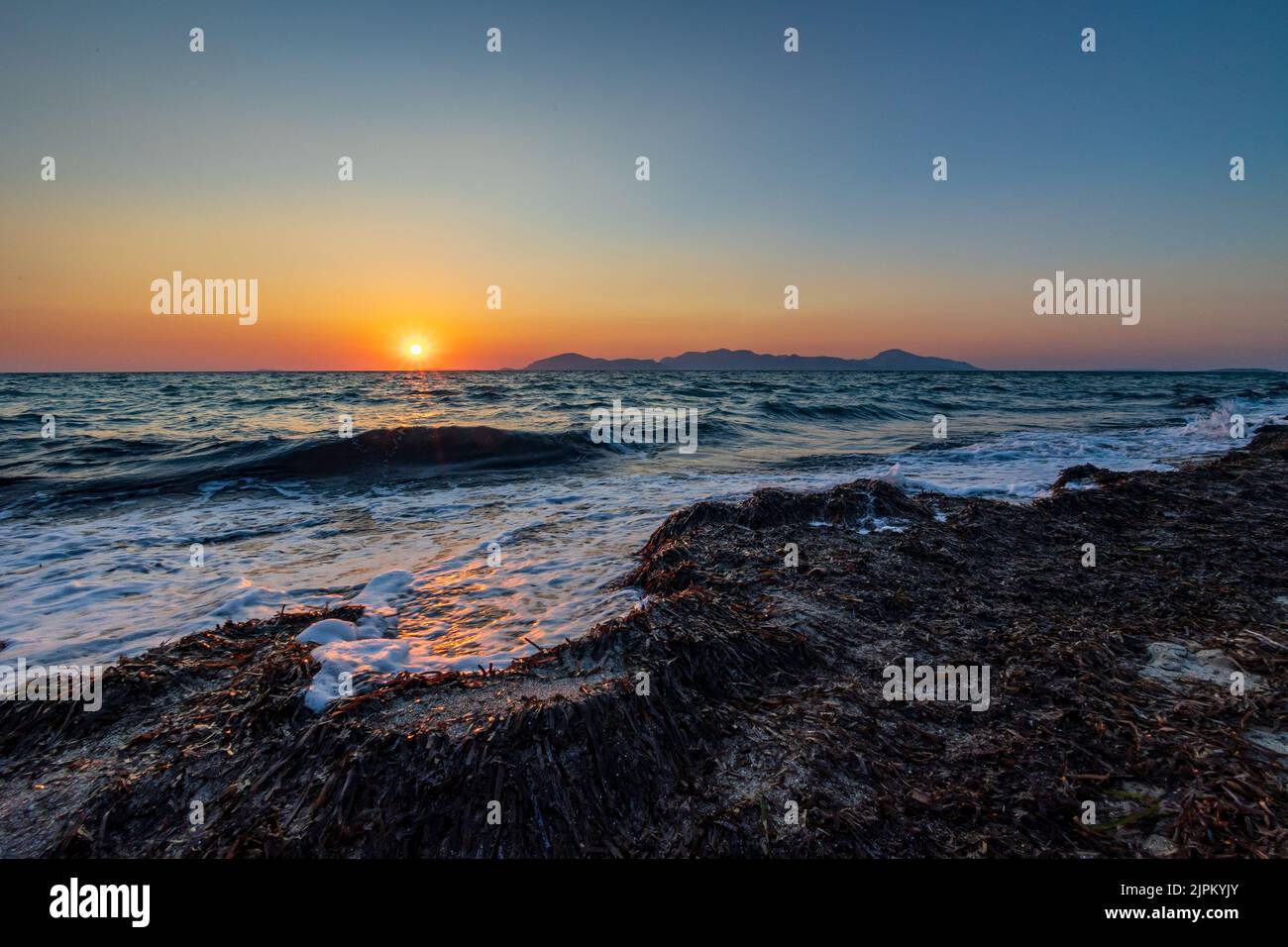 Schöner Nachmittag am Strand auf der insel kos, griechenland Stockfoto