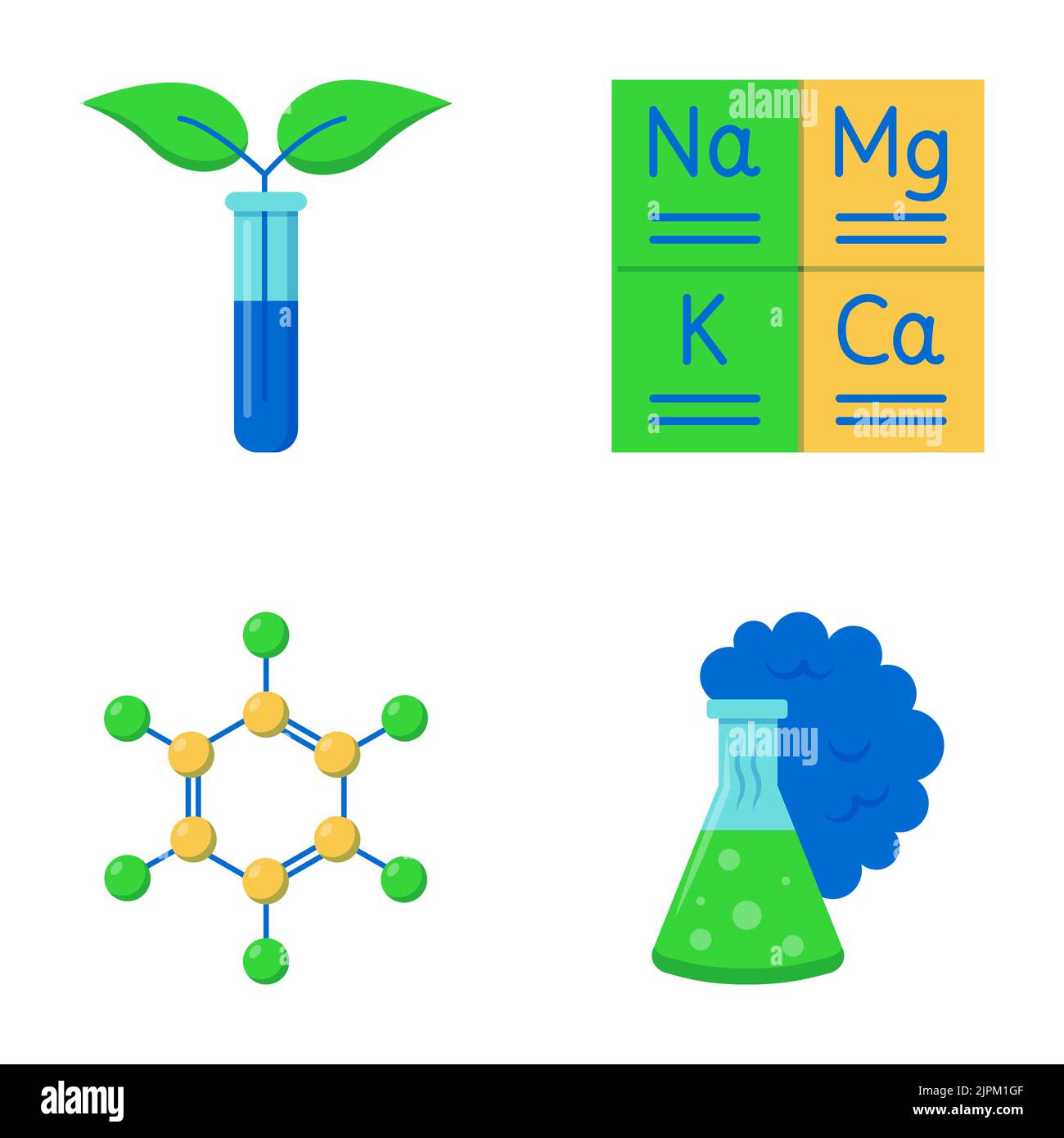 Chemie Science Icon Set In Flachem Stil Periodensystem Der Elemente 