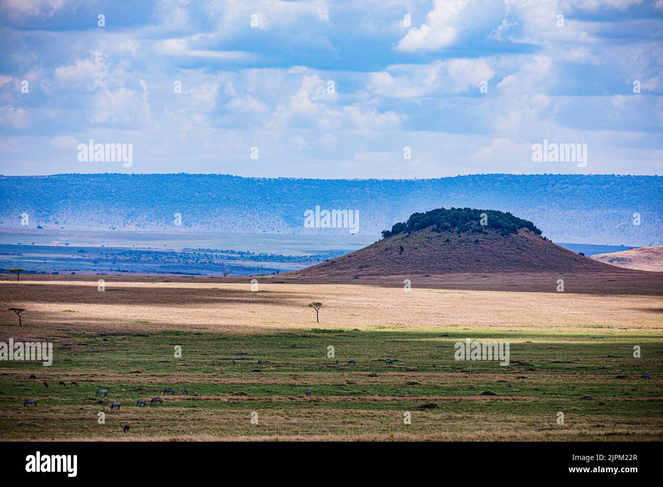 Maasai Mara National Game Reserve Park Narok County Kenia Ostafrikanische Landschaften Panoramablick Auf Savannah Grasland Great Rift Valley Stockfoto