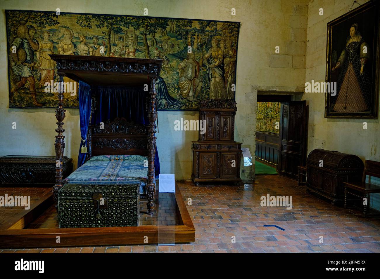 Frankreich, Indre-et-Loire, Chaumont-sur-Loire, Schloss Chaumont-sur-Loire, Schlafzimmer von Catherine de Medicis Stockfoto