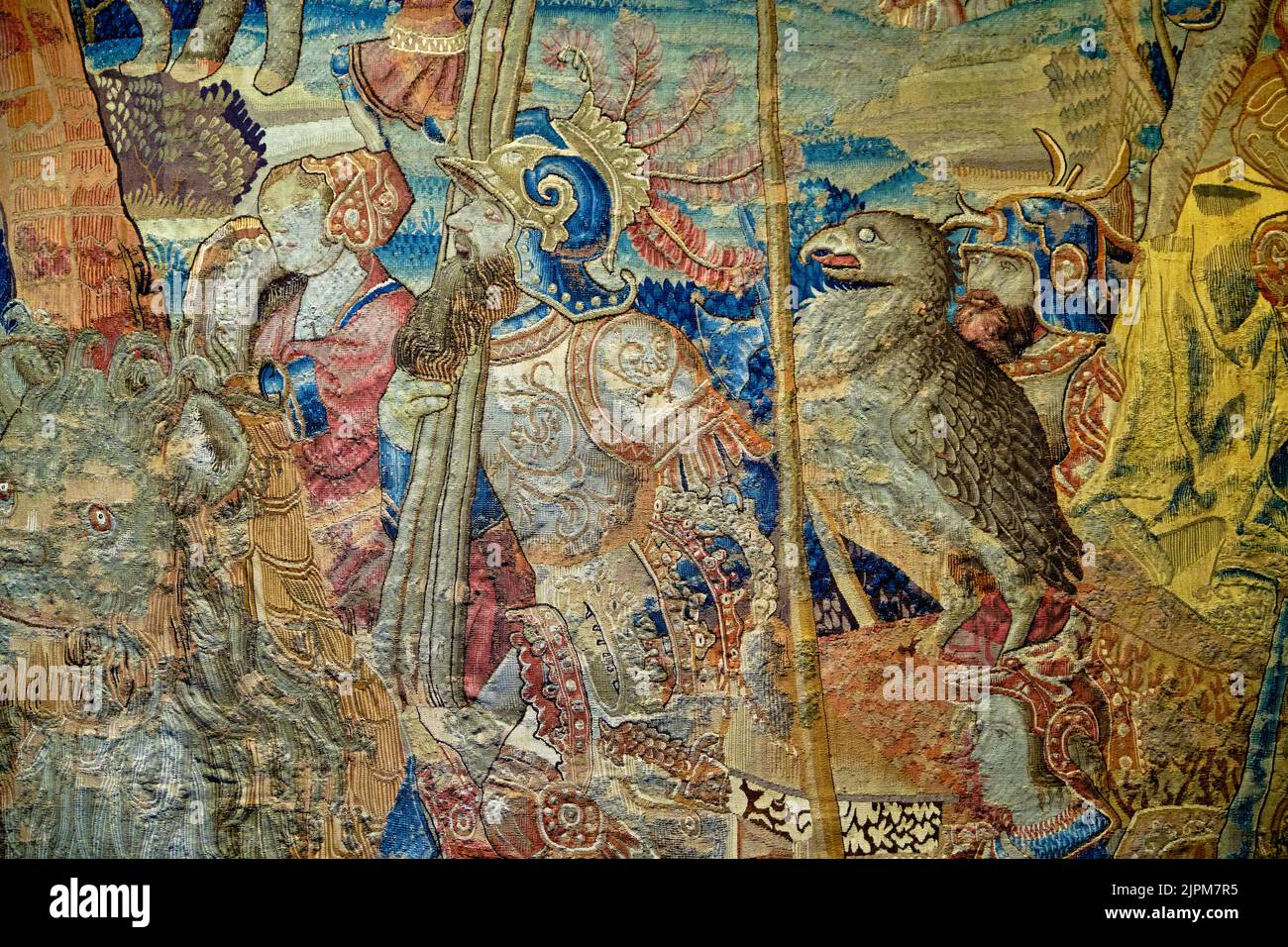 Frankreich, Indre et Loire, Loire-Tal, Château de Chenonceau, das von der UNESCO zum Weltkulturerbe erklärt wurde, ist der Tapisserie der Siegestrios der sieben Tugenden Stockfoto