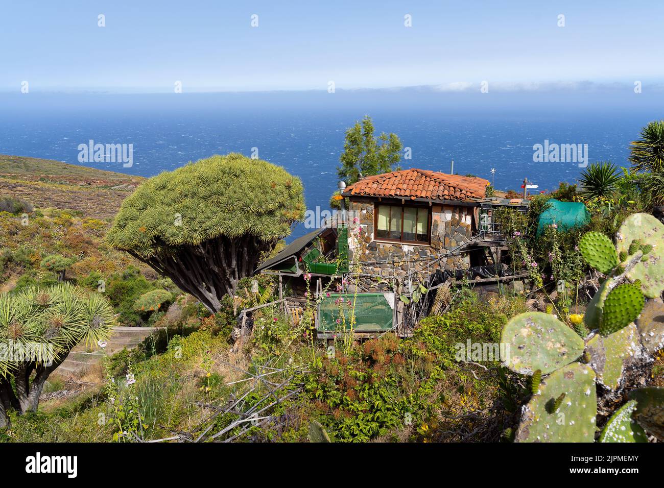 Nahaufnahme eines alten Hauses in La Palma, Kanarische Inseln, Spanien Stockfoto