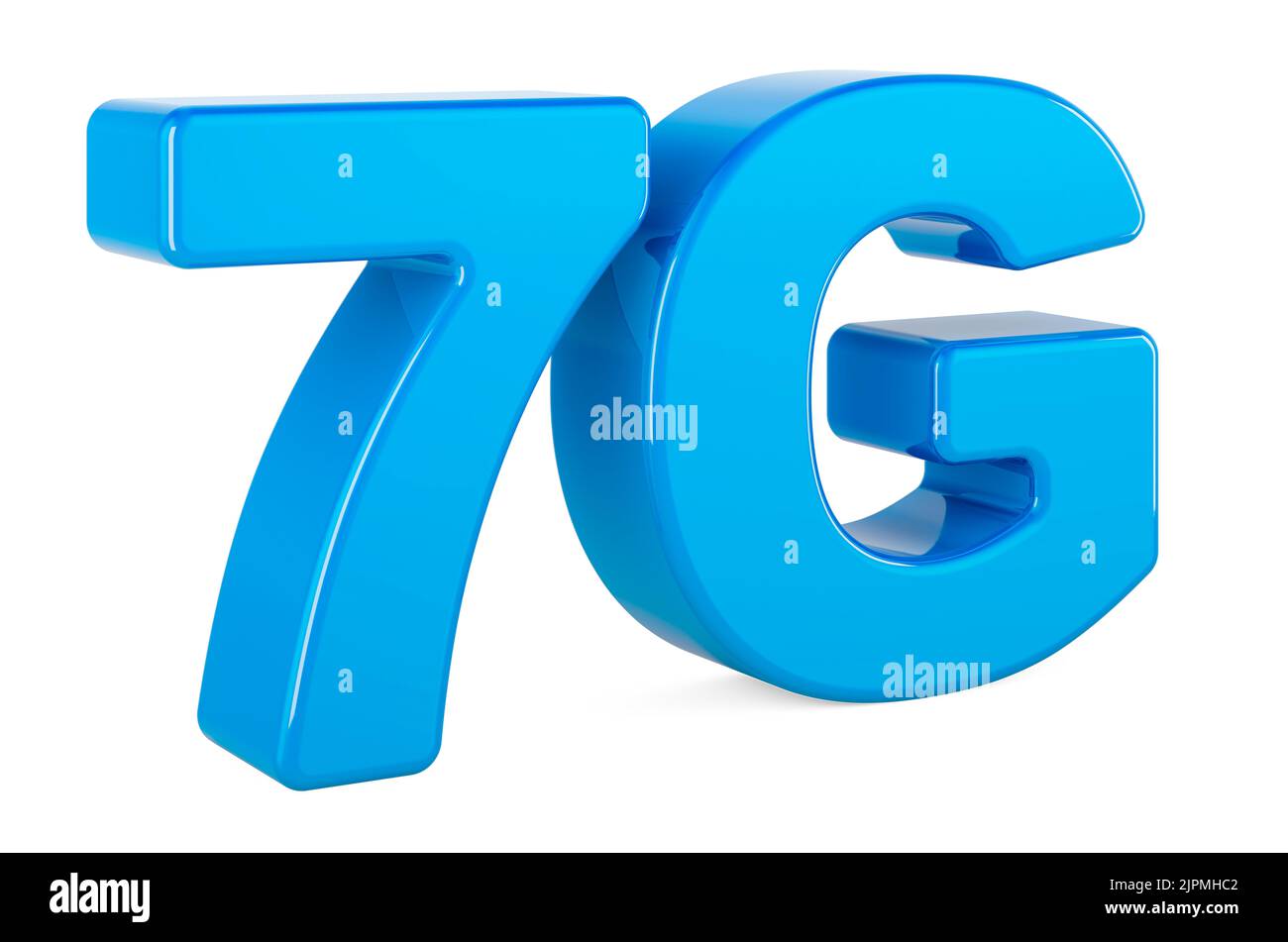7G blaues Logo, 3D Darstellung isoliert auf weißem Hintergrund Stockfoto