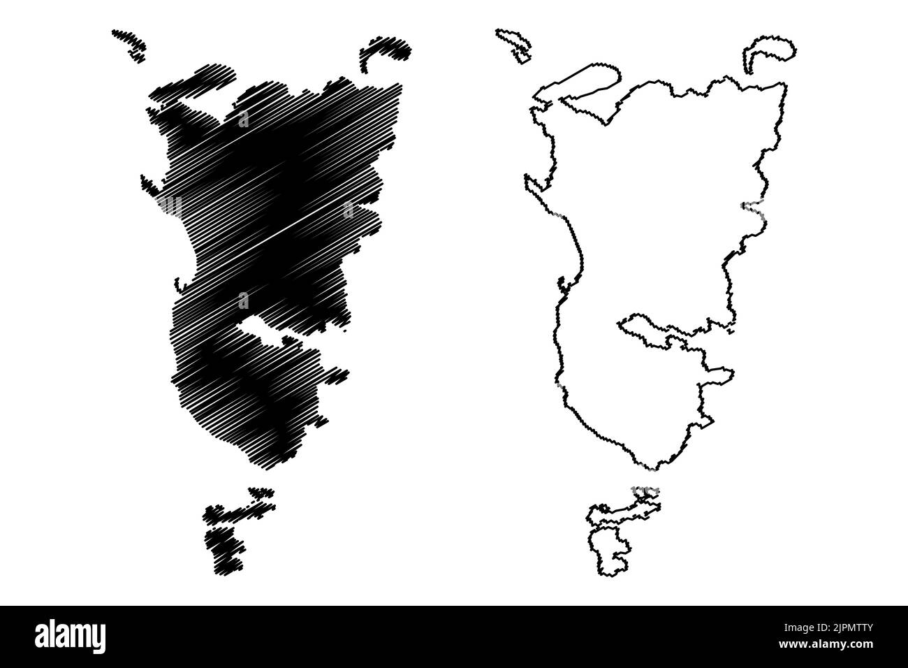 Eriskay Island (Vereinigtes Königreich von Großbritannien und Nordirland, Schottland, Äußere Hebriden) Kartenvektordarstellung, Skizze Insel Eirík Stock Vektor