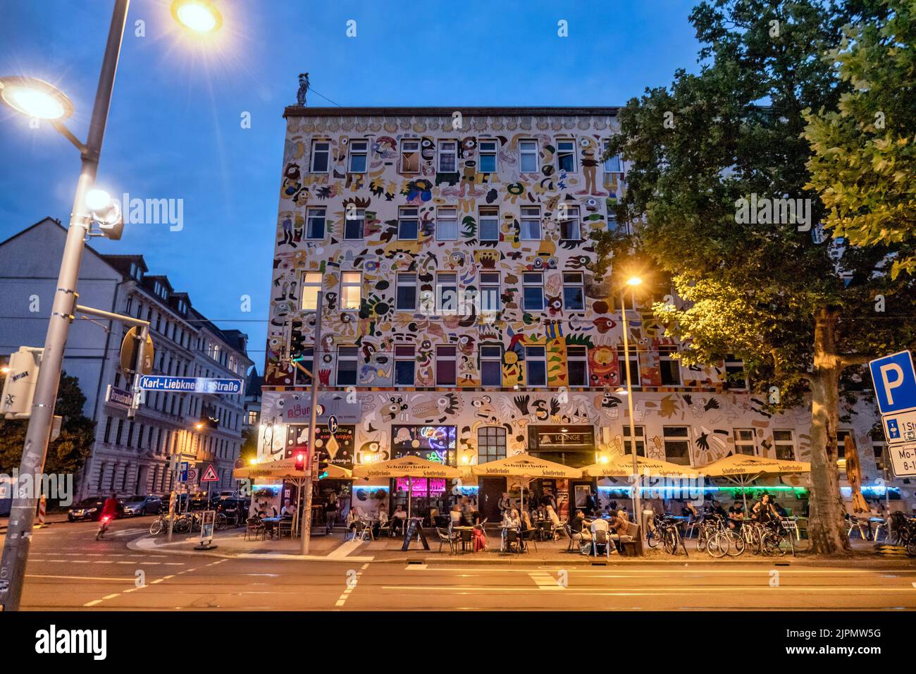 Fischer-Art-Haus, La Boum Cocktailbar, Karl Liebknechstraße, Kali, Leipzig Connewitz, Sachsen Stockfoto