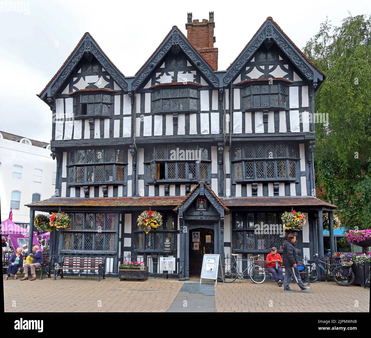 Hereford Black and White House Museum, High Town, Hereford, Herefordshire, England, UK, HR1 2AA Stockfoto