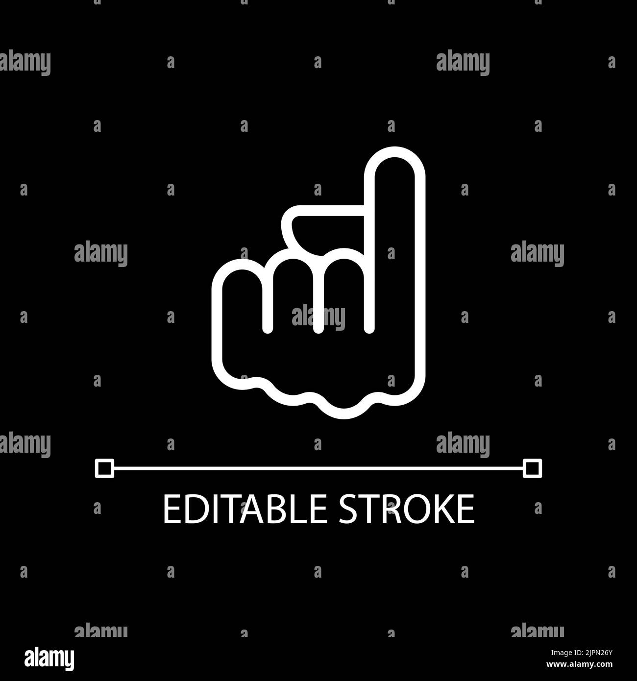 Zeigefinger zeigt auf Pixel perfektes weißes lineares Symbol für dunkles Thema Stock Vektor