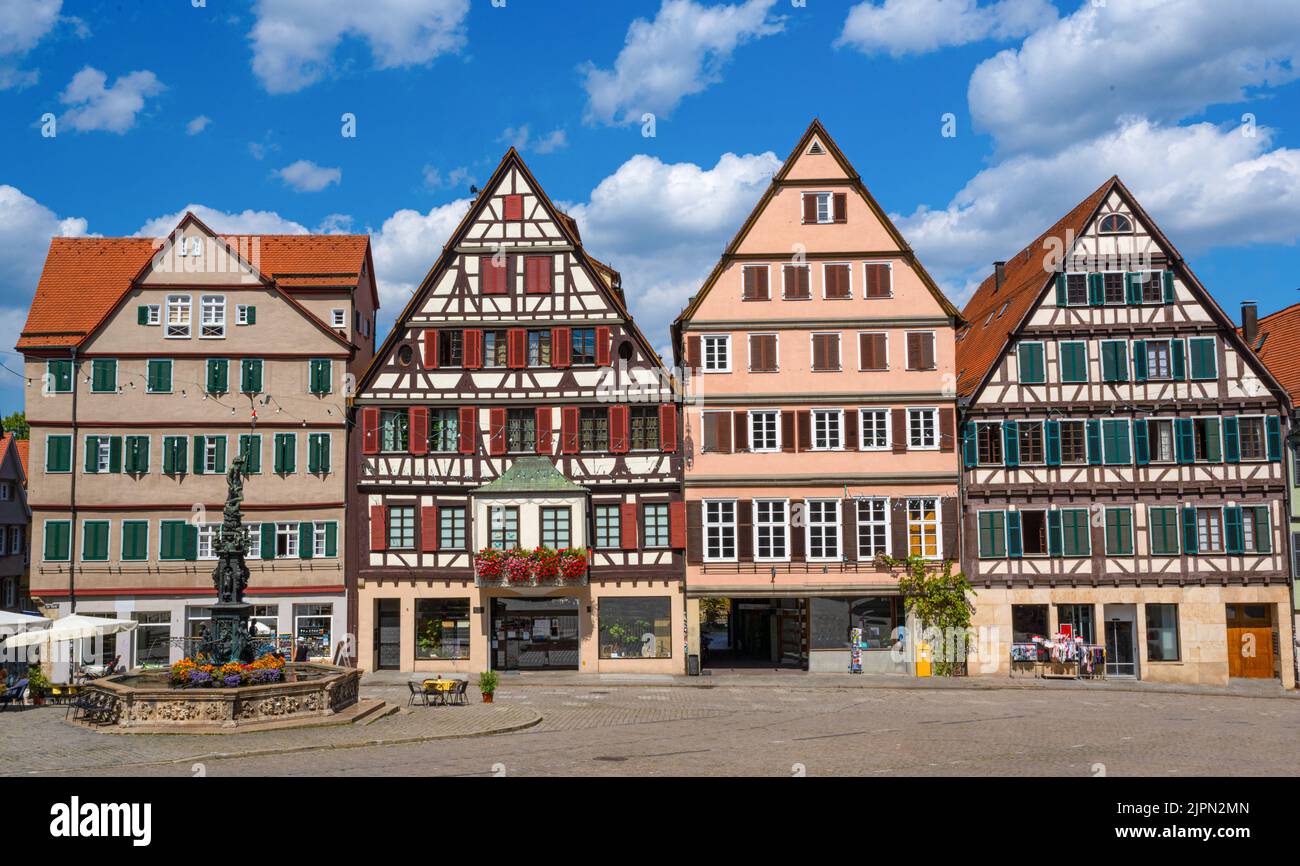 Historische Häuser am Marktplatz in der Tübinger Altstadt. Baden Württemberg, Deutschland, Europa Stockfoto