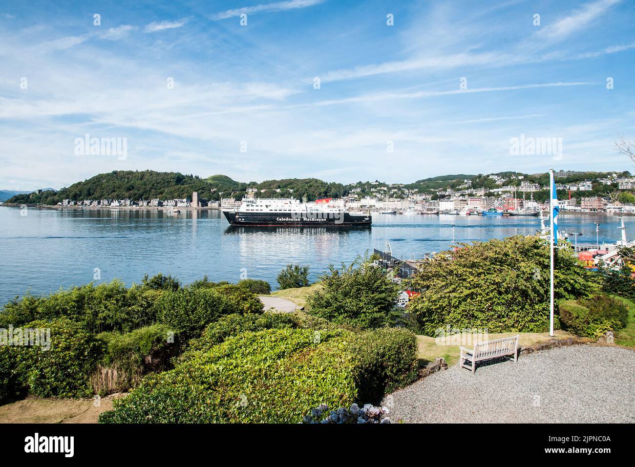 Caledonian MacBrayne Inter-Island Ferry Clansman mit Abfahrt von Oban, Argyll und Bute. Stockfoto