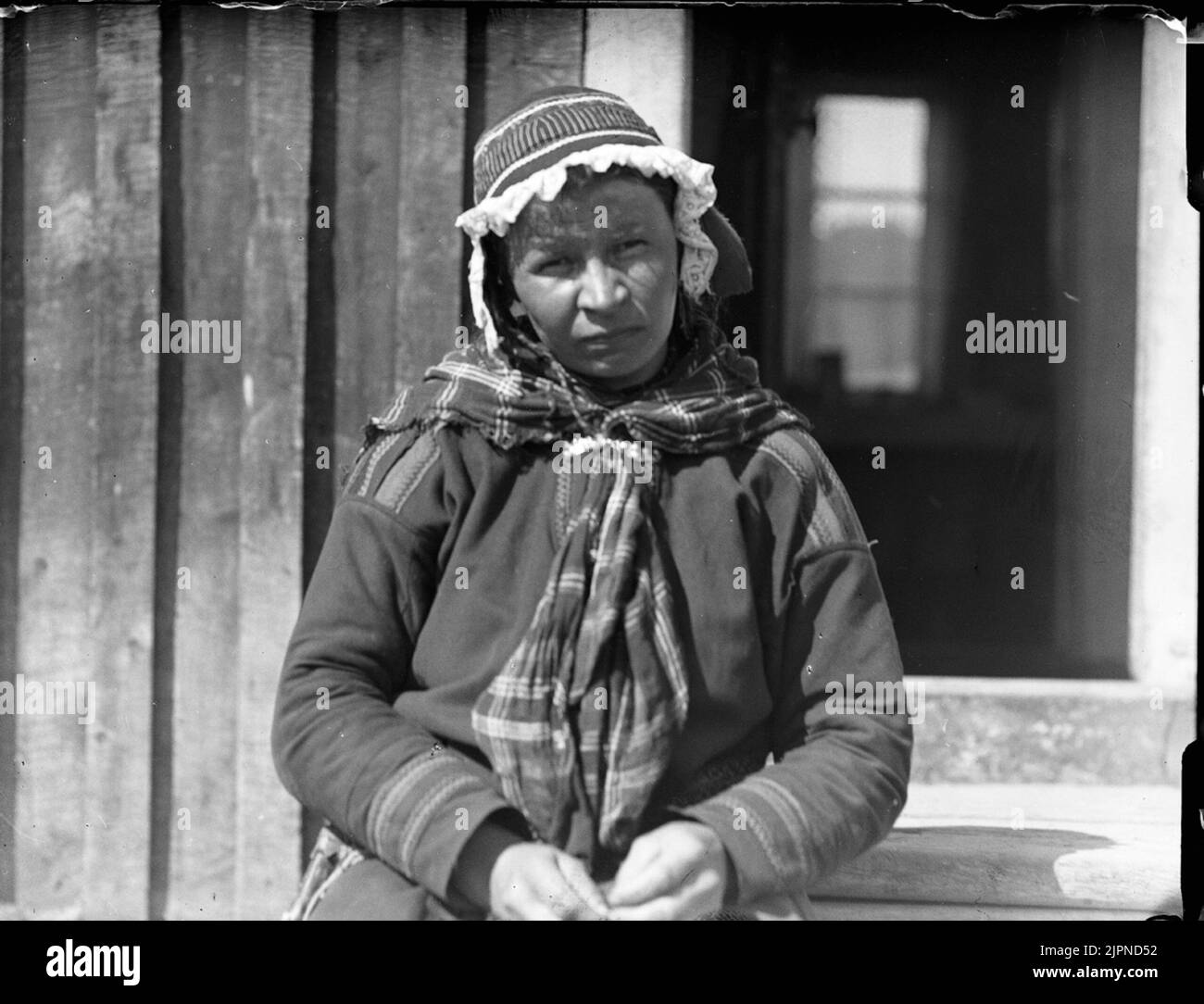 Lappwoman, Könkälä-Tal Lappkvinna, Könkälä-dalen Stockfoto