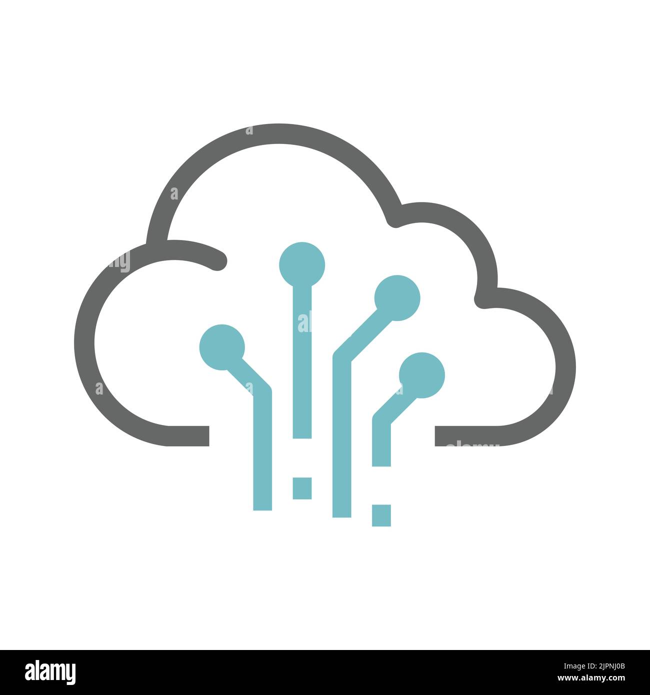 Vektorsymbol für Cloud-Datenspeicherung. Symbol „Netzwerkverbindung gefüllt“. Stock Vektor