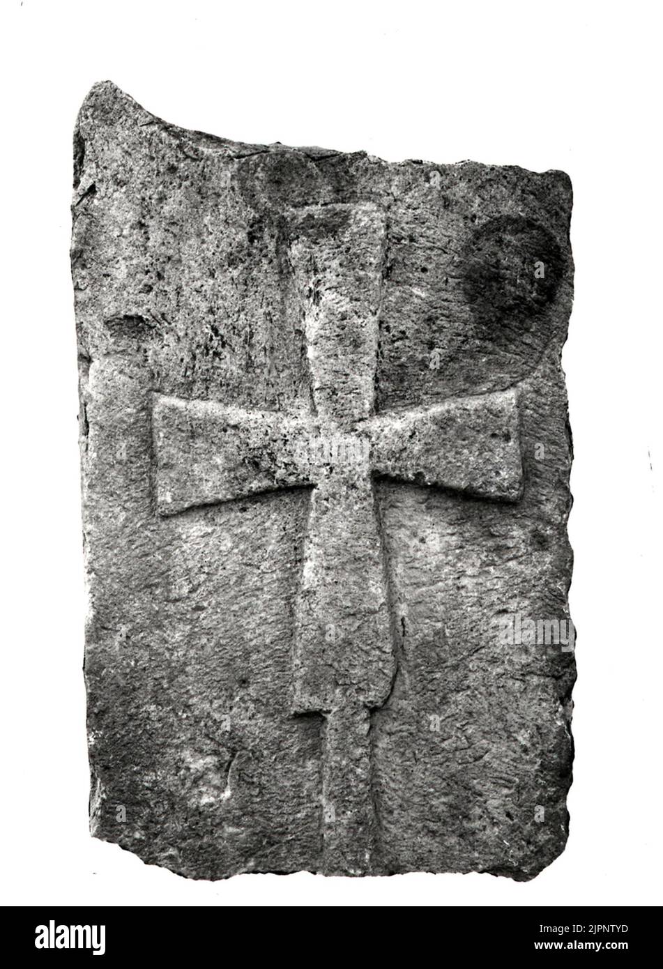 Grabstein aus der Mitte Corne. Stufe - 0,28. Gravsten från mittkoret. Nivå - 0,28. Stockfoto