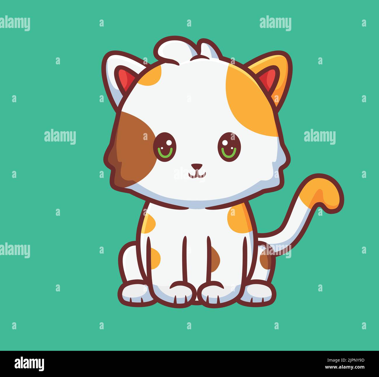 Nette Katze genießen und ruhig. Isoliert Cartoon Tier Illustration. Flat Style Sticker Icon Design Premium Logo Vektor. Maskottchen-Charakter Stock Vektor