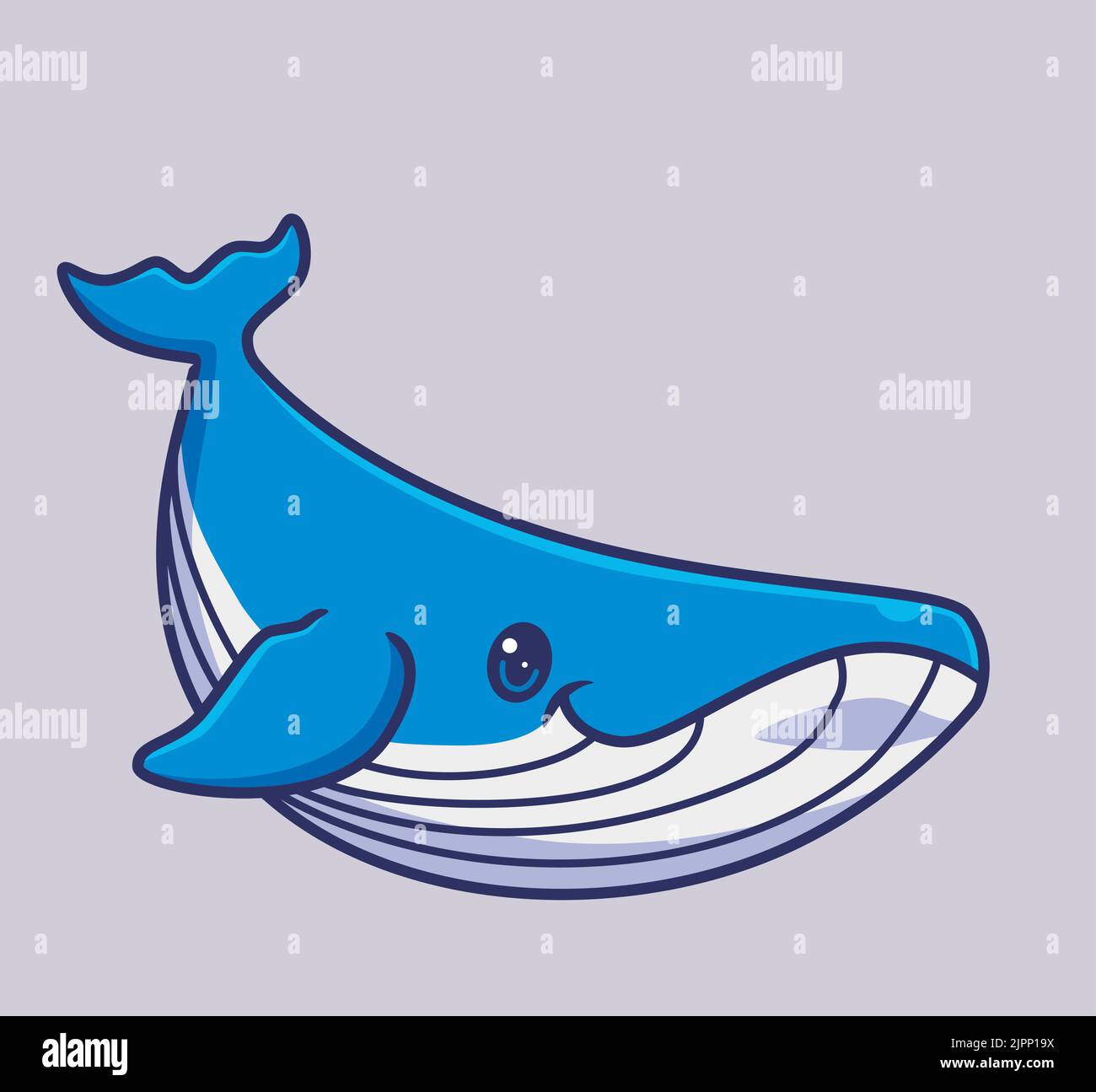 Niedlichen blauen Wal schwimmen. Isoliert Cartoon Tier Illustration. Flat Style Sticker Icon Design Premium Logo Vektor. Maskottchen-Charakter Stock Vektor