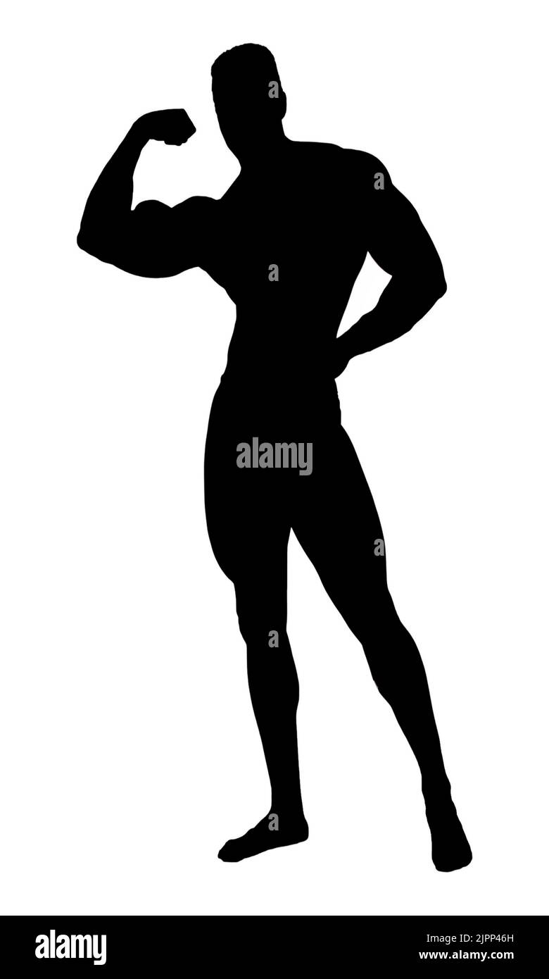Männliche Bodybuilder posiert und biegsam Muskeln Stockfoto